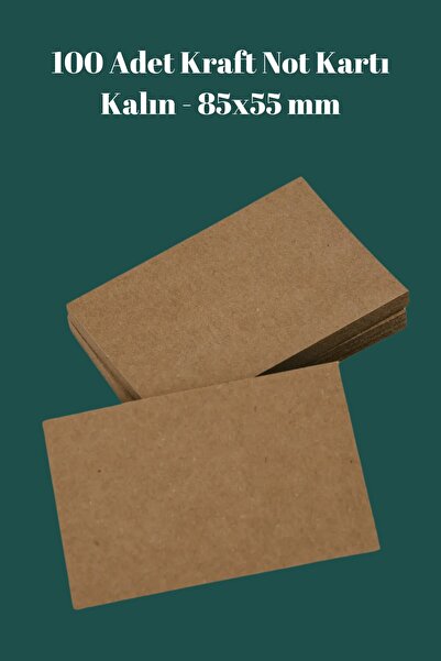 Emtory Home 100 Adet Boş Baskısız Kraft Kart - Kraft Not Kartı - Bloknot - 8,...