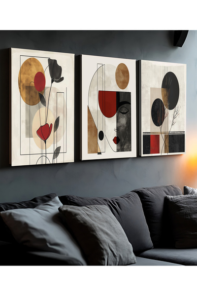Design Art House 3'lü Modern Tasarım Ev Ofis İşyeri Dekorasyon Kanvas Tablo