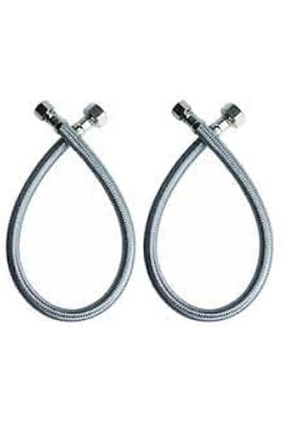 LUXE Feyza Yapi 2 Pieces Toilet Seat Connection Hose Steel Braided 3/8-3/8 Thread Stainless (60)