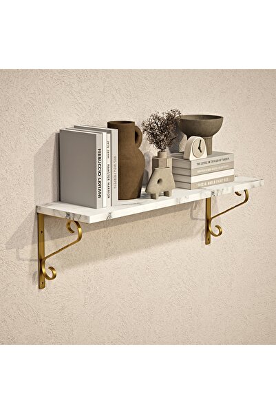 RAF MARKETİ DEKORATİF DUVAR RAFI,FERFORJE DESTEKLİ DUVAR RAFI 20*60