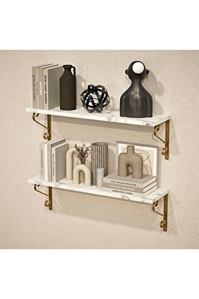 RAF MARKETİ DEKORATİF DUVAR RAFI,FERFORJE DESTEKLİ DUVAR RAFI 2 Lİ SET 20*60