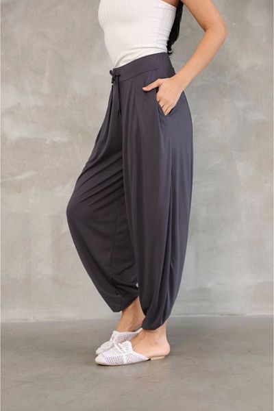JANES Osy Modal Soft Textured Fabric Shalwar Pantalon - Anthracite