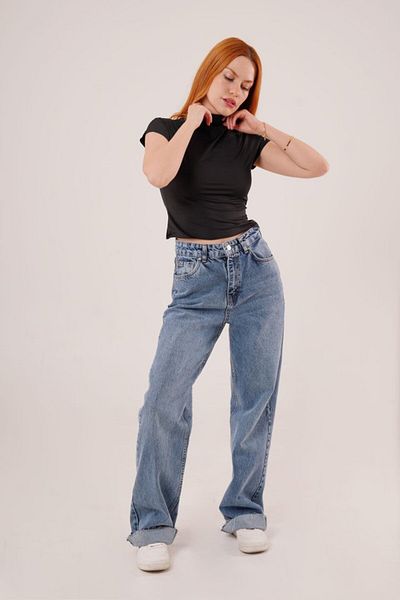 İpeksi Silky High Neck Shiny Fabric Black Crop
