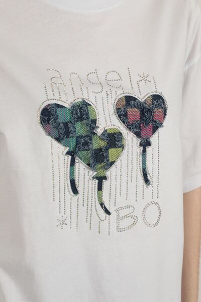 İlke Single Jersey Fabric Stone Printed Women's T-Shirt-White