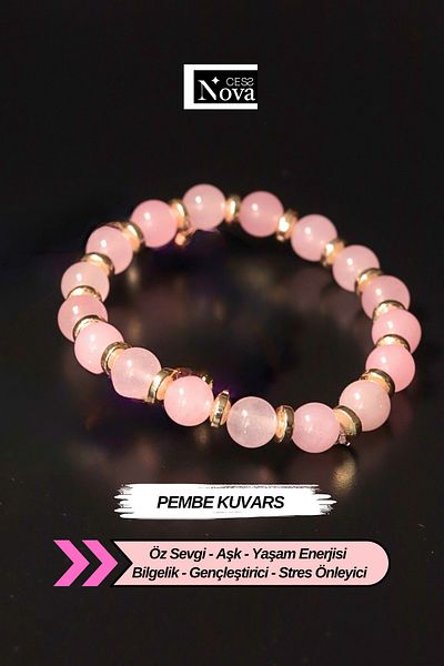 CessNova Certified Pink Quartz Natural Stone Bracelet (Love, Love, Romance)