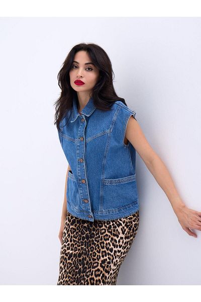 Kokosh moda 6820 Model - Jeans Vest, Blue