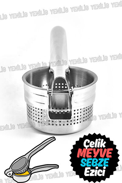 Hope Stainless Steel Potato Masher with Perforated Basket – Heavy-Duty Tool for Vegetables Smooth Mashing