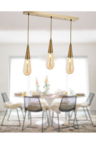 TT AYDINLATMA TT023-3S-FULLESK TT Aydınlatma Eskitme Kaplama 3 lü Damla Modeli Sıralı Avize