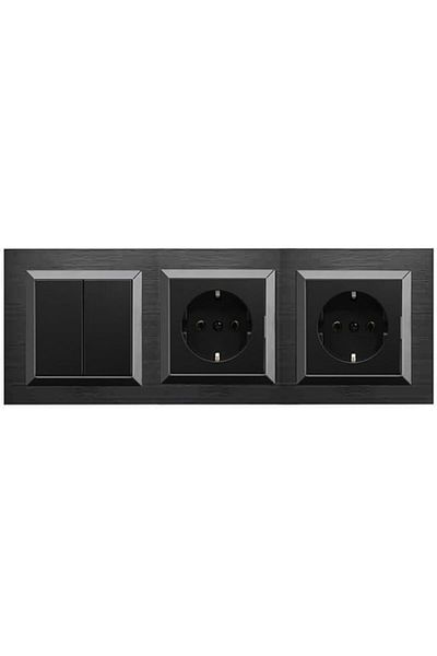 Hepta Collection Ovivo Quantum Black 3-Piece Set Switch, Grounded Socket and Grounded Socket Set