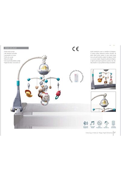 TURHAN BEBE Tüm Beşiklerle Uyumlu Uzaktan Kumandalı 360° dönebilen oyuncaklar Müzikli Işıklı Dönence