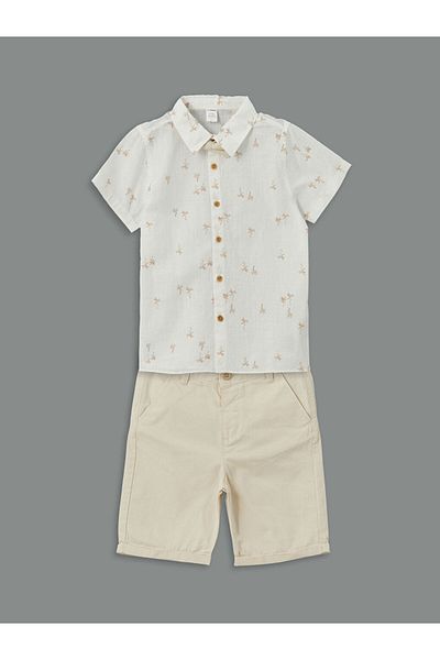 LC Waikiki New Season Boy's Shirt and Shorts with Bow Tie 2-Piece Set - S5Fh21Z1