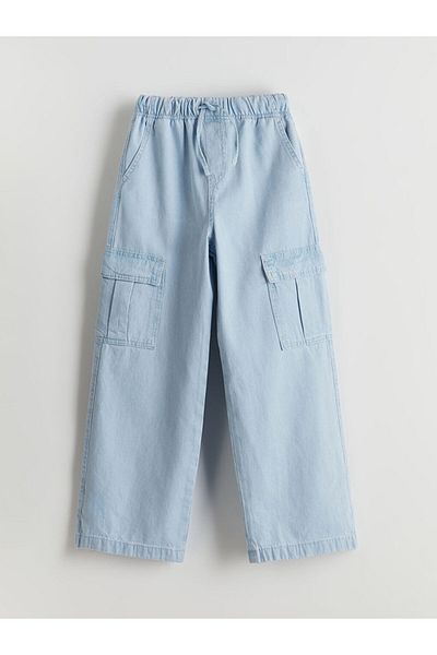 LC Waikiki Pantaloni cargo pentru fete LCW Kids Indigo cu talie elastică