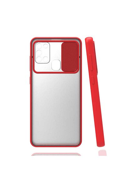 HTstore غطاء عدسة زوري متوافق مع هاتف جالاكسي A21S - أحمر