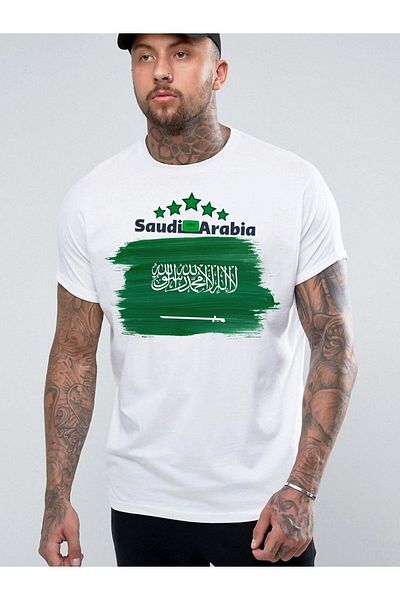 Keywest Tricou oversize unisex din bumbac 100% cu steagul Arabiei Saudite