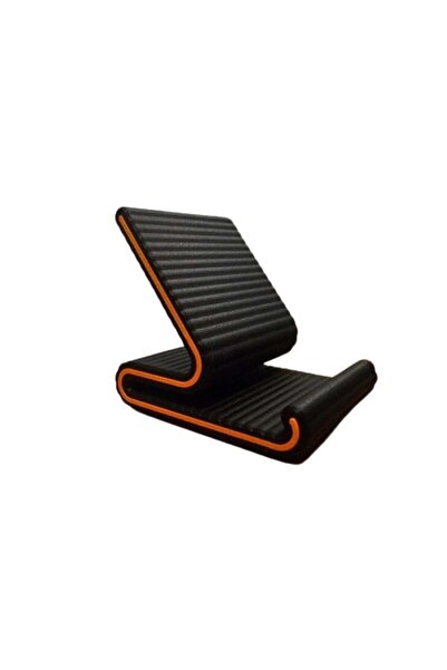 3D Brothers Curvy  Stand -  Tablet holder with a curvy shape and stripes in Black and orange