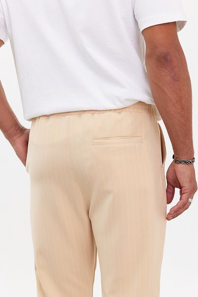 MADZEYMODA Ανδρικό μπεζ παντελόνι Boyfriend με ελαστική μέση διπλή γραμμή
