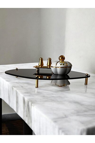 PİNA COMPANY Şık ve Modern Siyah Pleksi Ayaklı Sunumluk İkramlık Organizer 28x28cm