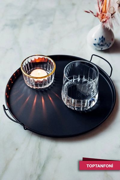 TOPTANFONİ Presentation Metal Tray Black