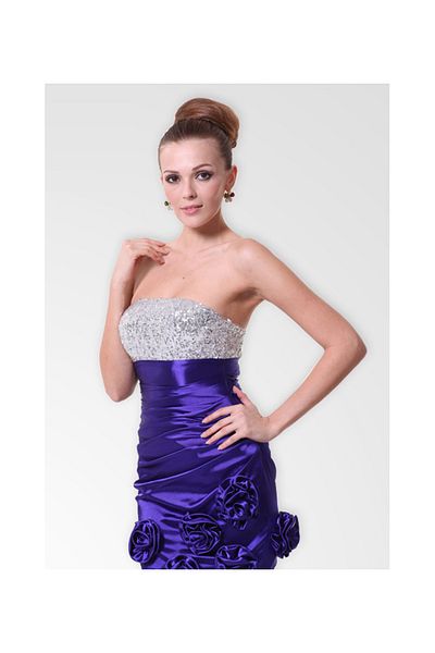 FASHION COCKTAIL Paiete Bretele Tesatura Satin Gros Taffeta Invitatie Nunta Rochie De Seara Albastru