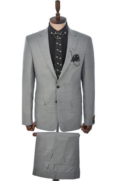Rizz up Men's Dark Gray Dress 2 Regret Suit on Button Style 4300375