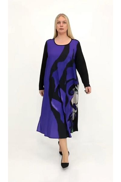 lovedrobe Purple Print Detail Dress - Black 54 Shape