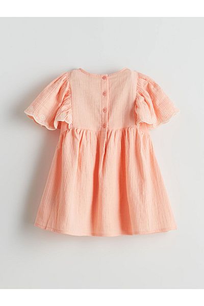 LC Waikiki New Season Crew Neck Girl's Muslin Dress - S5Di11Z1