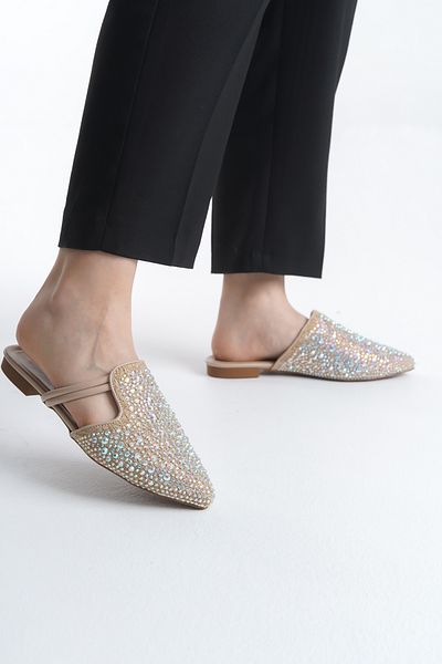 Liza Shoes ARYAN Γυναικείες Παντόφλες Λινό Πέτρα A003-K614
