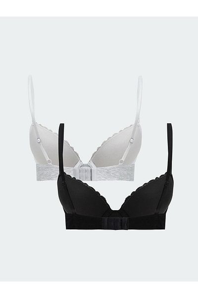 LC Waikiki Sutien tricou cu sârmă, fără căptușire, cu dantelă, pachet de 2