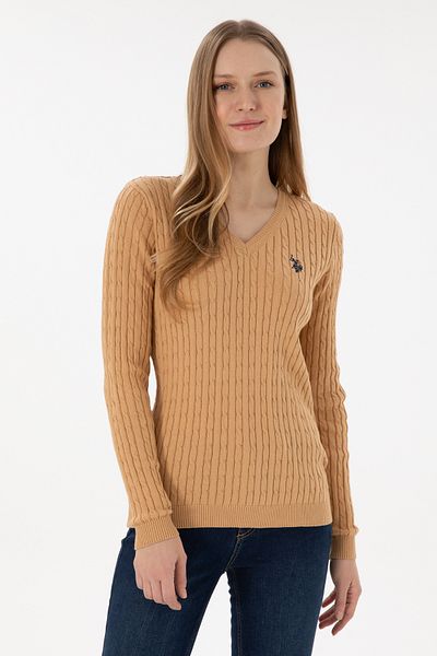 U.S. Polo Assn. Основен дамски пуловер с V-образно деколте 50293561 -Vr015