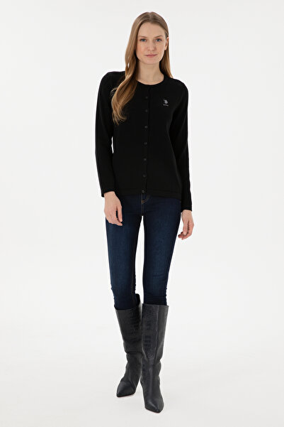 U.S. Polo Assn. Women's Black Basic Knitwear Cardigan 50293537 -Vr046