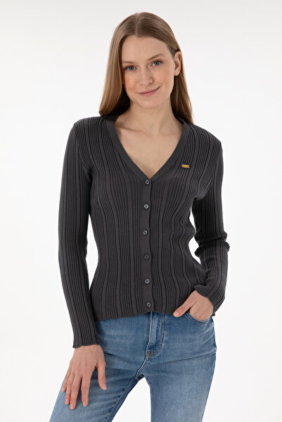 U.S. Polo Assn. Γυναικεία πλεκτή ζακέτα Anthracite Basic 50293544 -VR006