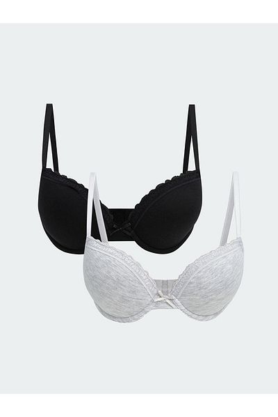 LC Waikiki Sutien tricou cu sârmă, fără căptușire, cu dantelă, pachet de 2