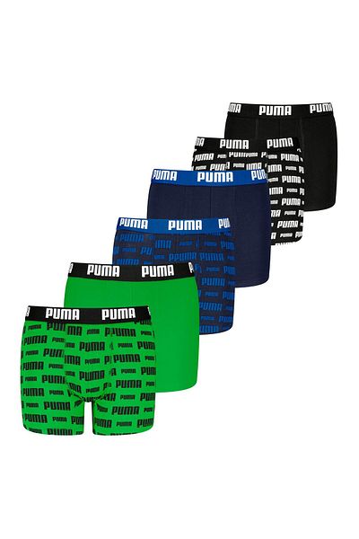 Puma Jungen Boxershorts, 6er-Pack - Everyday Logo Print Boxers ECOM 6P, Cotton Stretch