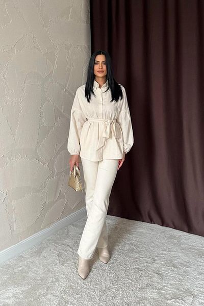 gelirr Cămașă din țesătură jacquard bej