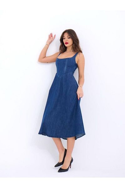 modaserdem 7142 Denim Dress-Blue