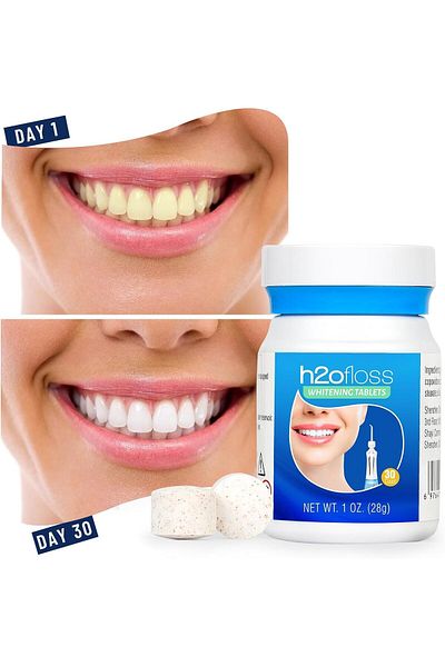 h2ofloss Water Flosser Refill Tablets with Portable Oral Irrigator Dedicated Nozzle (30 Count)