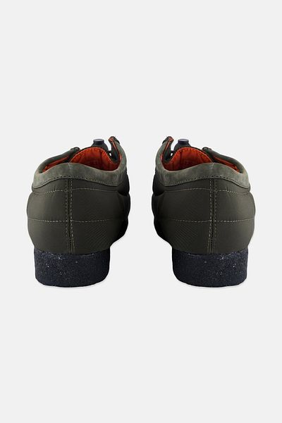 CLARKS Men Standard Wallabee Khaki Quilted Toggle Closure Casual Shoes, Dark Olive
