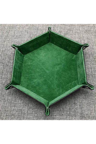 Choice green Foldable Dice Tray Holder Box PU Leather Folding Hexagon Coin Square Tray for RPG Role Playing