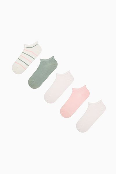 Penti Pastellfarbene rosa-weiße 5-teilige Booties-Socken