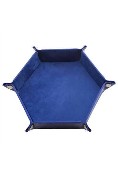 Choice صندوق حامل صينية النرد القابل للطي باللون الأزرق الملكي مصنوع من جلد ا...