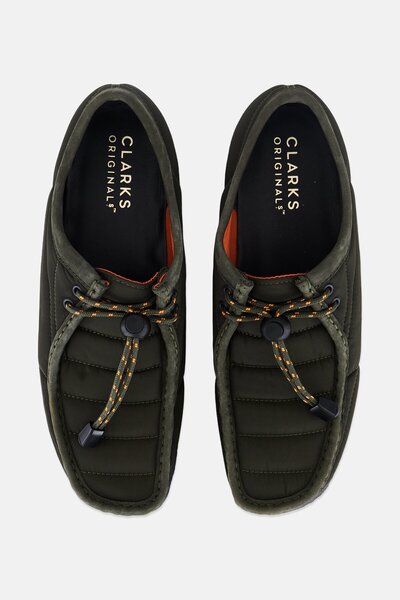 CLARKS Men Standard Wallabee Khaki Quilted Toggle Closure Casual Shoes, Dark Olive