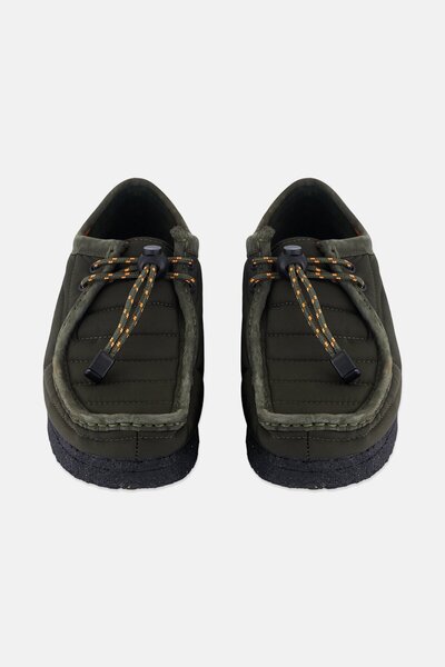 CLARKS Men Standard Wallabee Khaki Quilted Toggle Closure Casual Shoes, Dark Olive