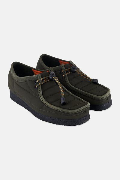 CLARKS Men Standard Wallabee Khaki Quilted Toggle Closure Casual Shoes, Dark Olive