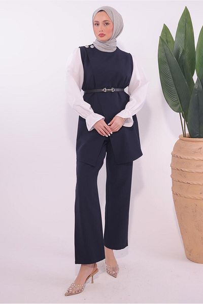 TRENDTESETTÜR Γυναικείο Navy Blue Ζώνη Παντελόνι T 0184