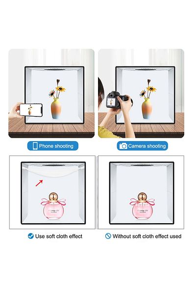 PULUZ 15.8" Foldable Portable Photography Shooting Box with Dual Color Ring Light & Backdrops