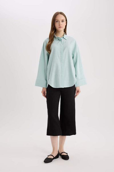 DeFacto New Season Relax Fit Linen Blended Long Sleeve Hijab Shirt Tunic