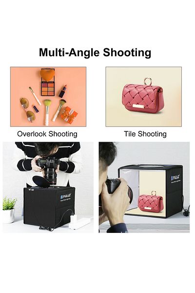 PULUZ 9.8" Foldable Portable Photography Shooting Box with Dual Color Ring Light & 12 Backdrops