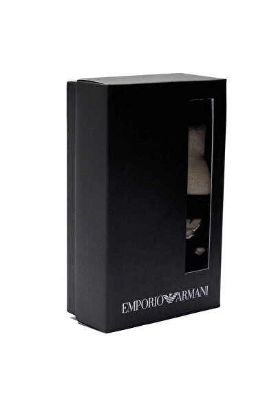 Emporio Armani Мъжки чорапи от гъвкав памучен плат с дължина до глезена, 3 броя, черно-бежови, EM000549 AF13202-M1042