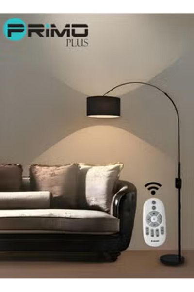 Primo Plus مصباح أرضي لحامل LED بقوس عتيق مع جهاز تحكم عن بعد للضوء الدافئ