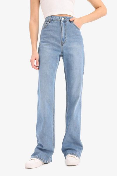 DeFacto Pantaloni lungi de jeans cu talie înaltă, slim flare, sezon nou